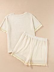 Hazel Blues® | Tassel Round Neck Top and Shorts Set
