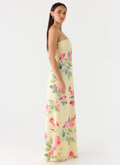 Bronte Strapless Maxi Dress Lemon Soleil