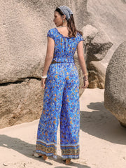 Hazel Blues® | Printed V-Neck Top and Pants Set