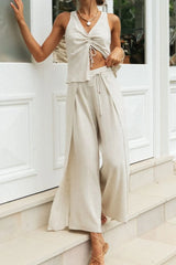 Hazel Blues® | Drawstring V-Neck Tank and Pants Set