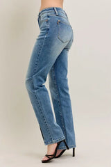 Hazel Blues® | Judy Blue High Waist Vintage Wash Front Seam & Slit Straight