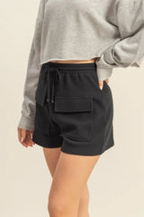 Hazel Blues® | HYFVE Drawstring Waffle Knit Front Pocket Shorts