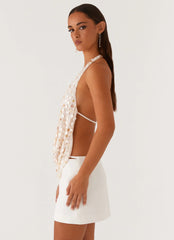 Brixton Pearl Cowl Neck Halter Top Pearl