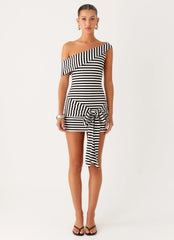 All Day Mini Dress Black White Stripe