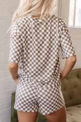 Hazel Blues® | Checkered Round Neck Top and Shorts Set
