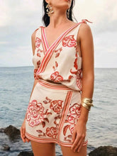 Hazel Blues® | Printed Surplice Sleeveless Top and Skort Set