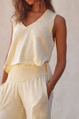 Hazel Blues® | Solid Color Tank Top and Smocked Waist Pants Set