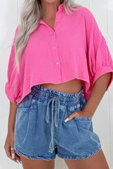 Hazel Blues® | Drawstring High Waist Denim Shorts with Pockets