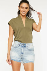 Hazel Blues® | Kancan High Rise Raw Hem Denim Shorts