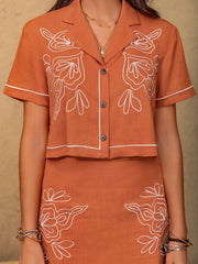 Hazel Blues® | Embroidered Short Sleeve Top and Mini Skirt Set