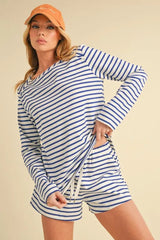 Hazel Blues® | Aemi+Co Drawstring Contrast Striped Shorts