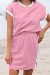 Hazel Blues® | Textured Round Neck Top and Skirt Set
