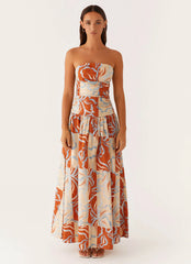 Carmel Maxi Dress Orange Blue Floral