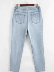Hazel Blues® | Mid Rise Ankle-Length Distressed Skinny Jeans