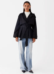 Ace Of Spades Cropped Trench Coat Black