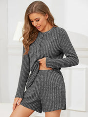 Hazel Blues® | Ribbed Round Neck Top and Shorts Set