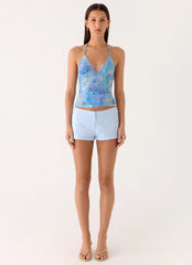 All At Once Halter Top Aqua Paisley