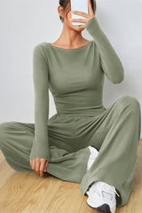 Hazel Blues® | Boat Neck Long Sleeve Top and Pants Set