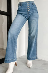 Hazel Blues® | Button Fly High Waist Jeans