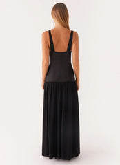 Dafina Satin Maxi Dress Black