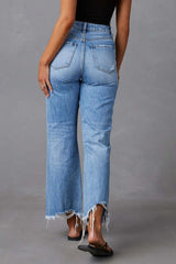Hazel Blues® | Distressed Raw Hem Jeans with Pockets
