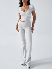 Hazel Blues® | Devine Short Sleeve Top and Bootcut Legging Set