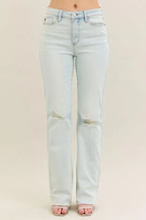 Hazel Blues® | Judy Blue Destroy & Fray Hem Bootcut Jeans