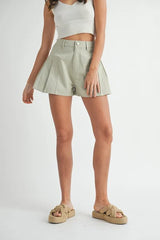 Hazel Blues® | MABLE Pleated High Waist Twill Shorts