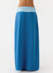 Blushing Bloom Maxi Skirt Baby Blue