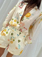 Hazel Blues® | Button Up Long Sleeve Shirt and Shorts Set