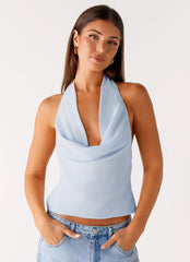 Charli Cowl Top Blue