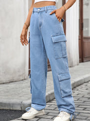 Hazel Blues® | Casual Wide Leg Cargo Jeans