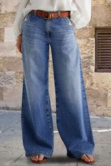 Hazel Blues® | Pocketed Embroidered Straight Leg Jeans