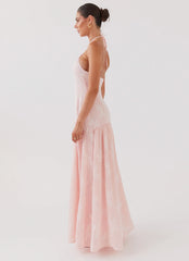 Blushed Cross Neckline Maxi Dress Pink Petal