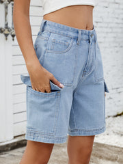 Hazel Blues® | High Waist Denim Shorts with Cargo Pockets