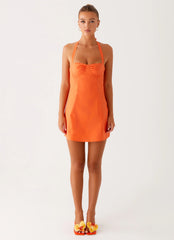 Contessa Halter Mini Dress Orange