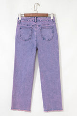 Hazel Blues® | Washed Raw Hem Cropped Jeans