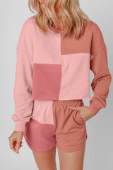 Hazel Blues® | Color Block Round Neck Top and Shorts Set