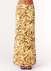 Call Me Low Rise Maxi Skirt Yellow Zebra