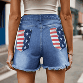 Hazel Blues® | US Flag Distressed Denim Shorts
