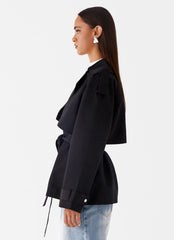 Ace Of Spades Cropped Trench Coat Black