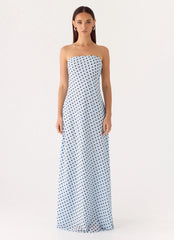 Chaniva Maxi Dress Blue Mocha Dot
