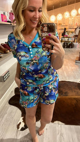 Hazel Blues® | PREORDER: Matching Short Pajamas in Turtle