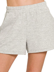 Hazel Blues® | Zenana Soft Melange Hacci Elastic Waist Band Shorts