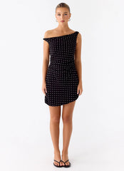 Delusional Mini Dress Black Polkadot