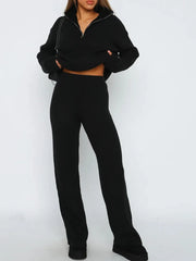 Hazel Blues® | Quarter Zip Long Sleeve Top and Pants Set