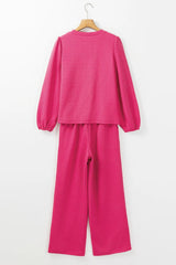 Hazel Blues® | Round Neck Long Sleeve Top and Pants Set