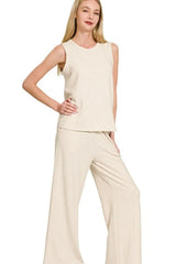 Hazel Blues® | Zenana Cotton Slub Tank & Pants Set