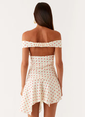 Alma Mini Dress White Red Polka Dot