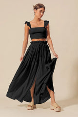 Hazel Blues® | SO ME Smocked Top and Flowy Maxi Skirt Set